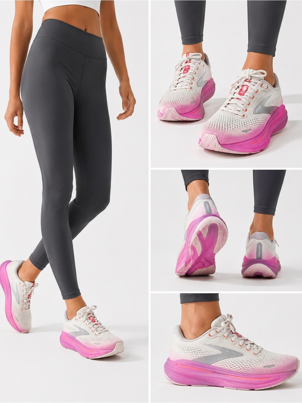 Brooks Ghost 15 Lightweight Pink-Accent Women's Running Shoes size 8